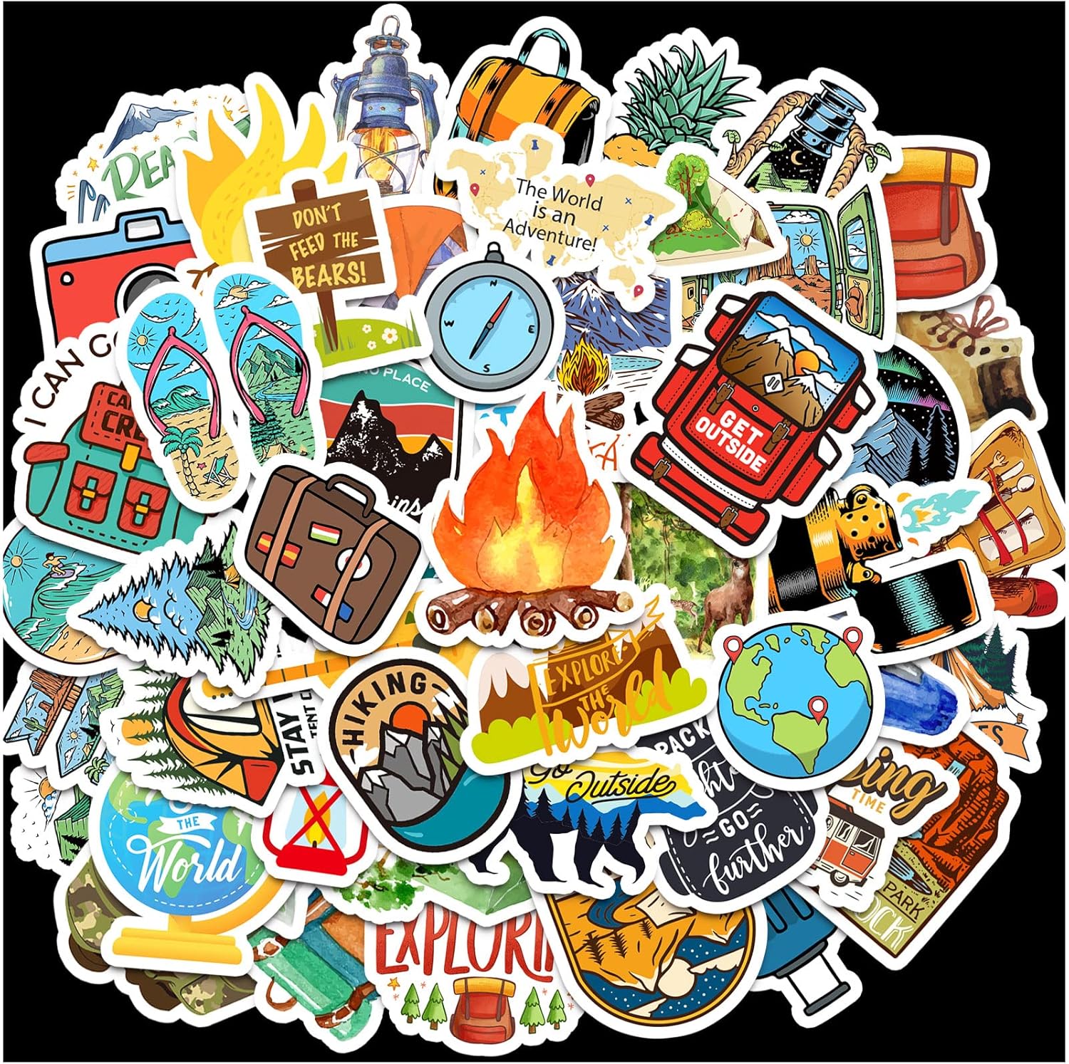 Adventure Hiking Stickers 670pcs - Fun Decor & Gifts