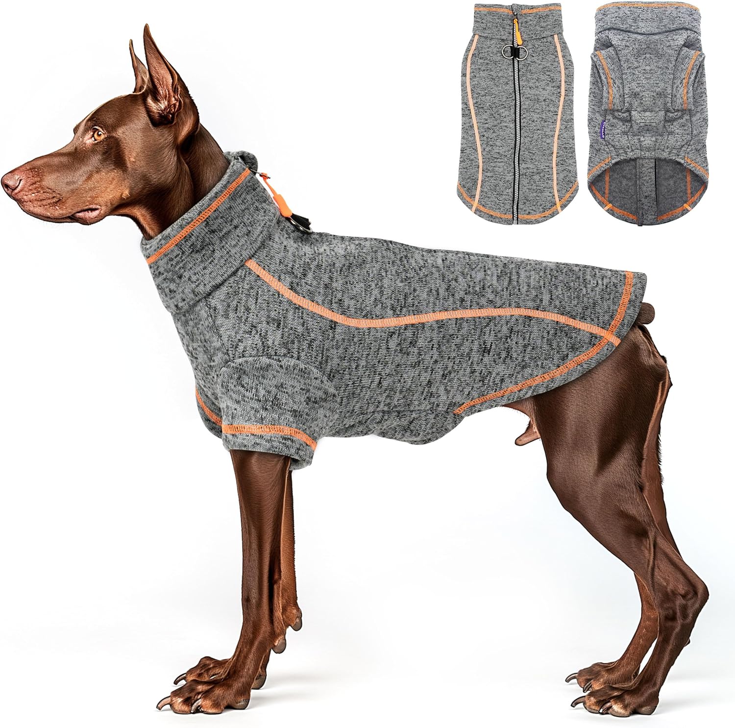 cyeollo Dog Sweater Fleece Jackets for Large Dogs, Grey XXX-Large