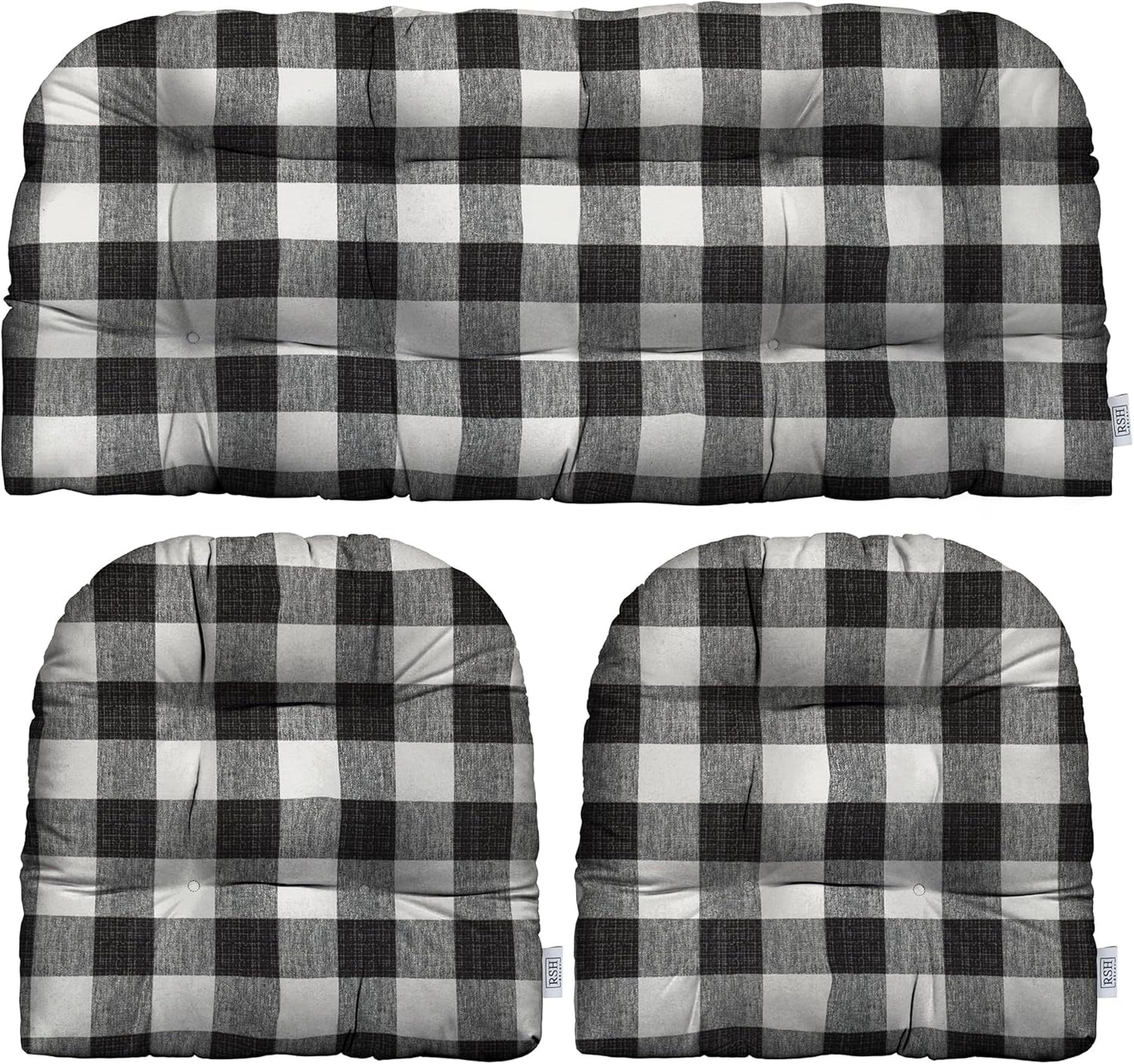 3-Piece Wicker Tufted Cushion Set for Outdoor Furniture