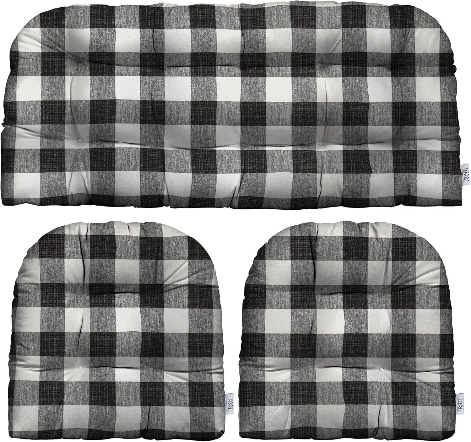 3-Piece Wicker Tufted Cushion Set for Outdoor Furniture