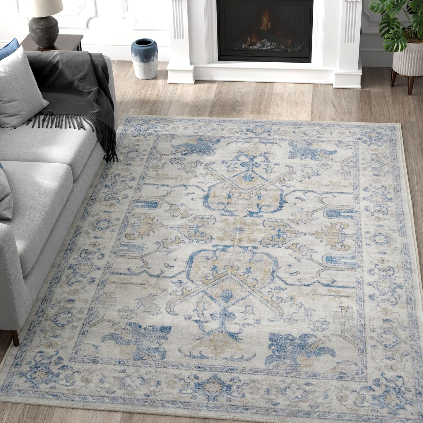 Vintage Floral 5x7 Area Rug for Living Room and Kitchen Use