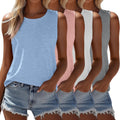 4 Pack Women's Sleeveless Tops - Casual Loose Fit Tank Tees
