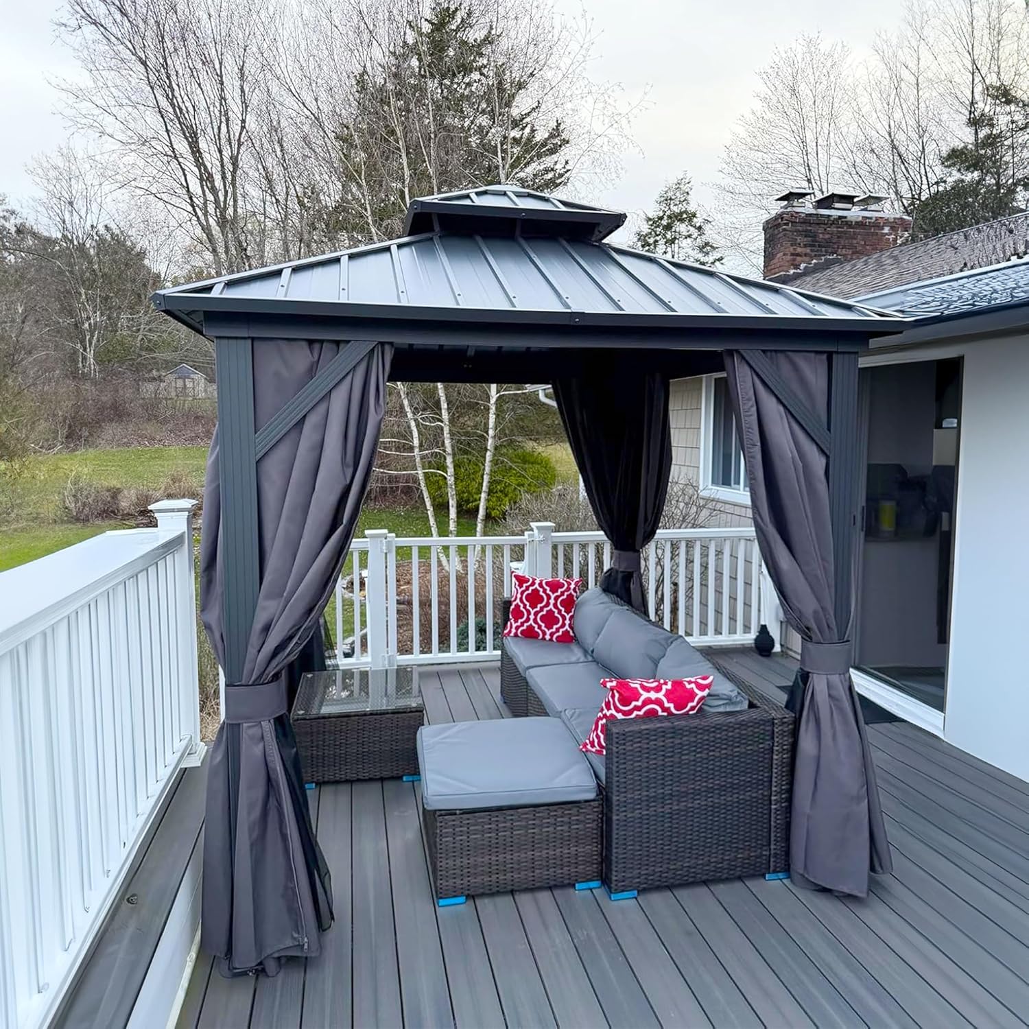PURPLE LEAF 8ft X 8ft Outdoor Gazebo with Double Roof