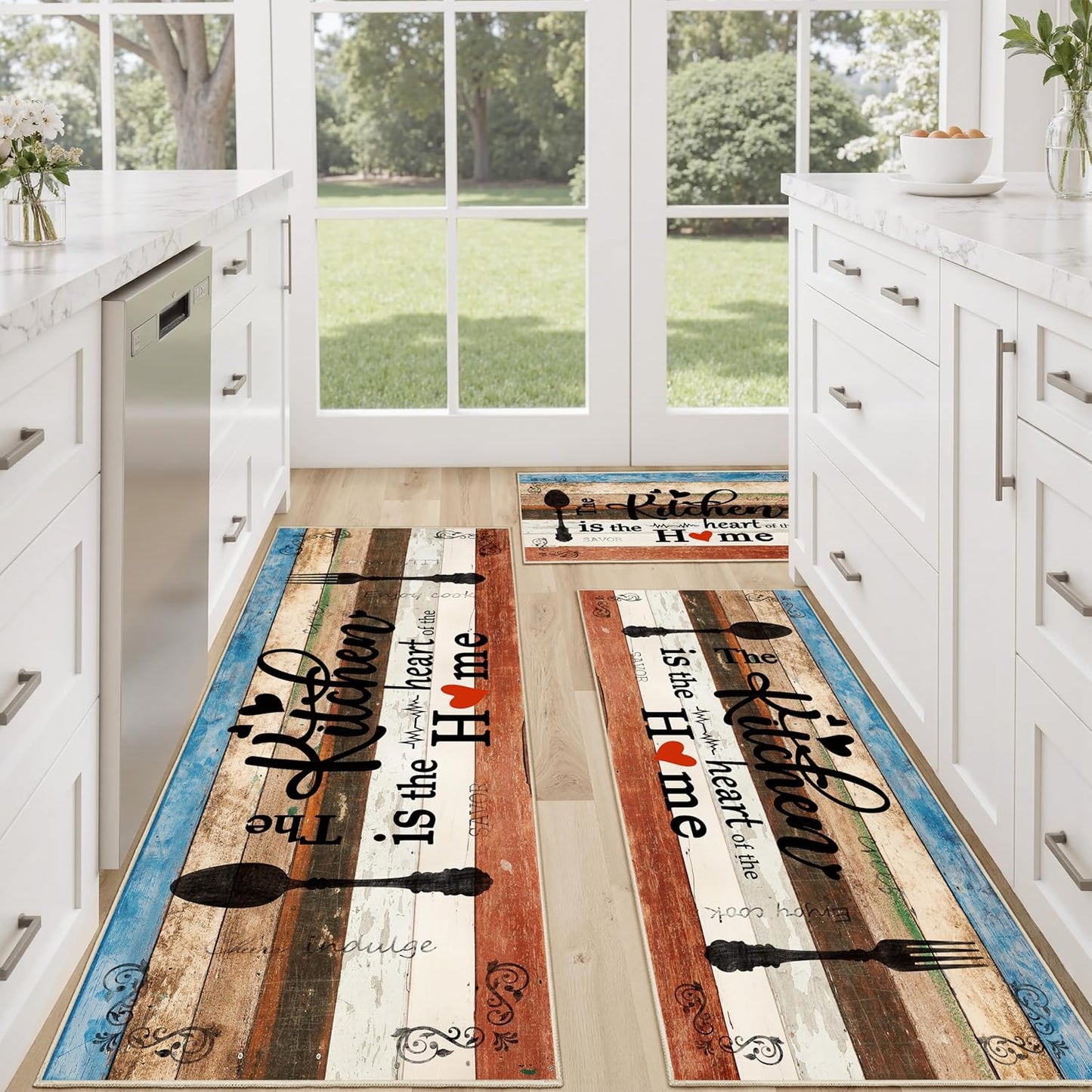 Tritard Non Slip Kitchen Mats Set of 3 for Rustic Homes