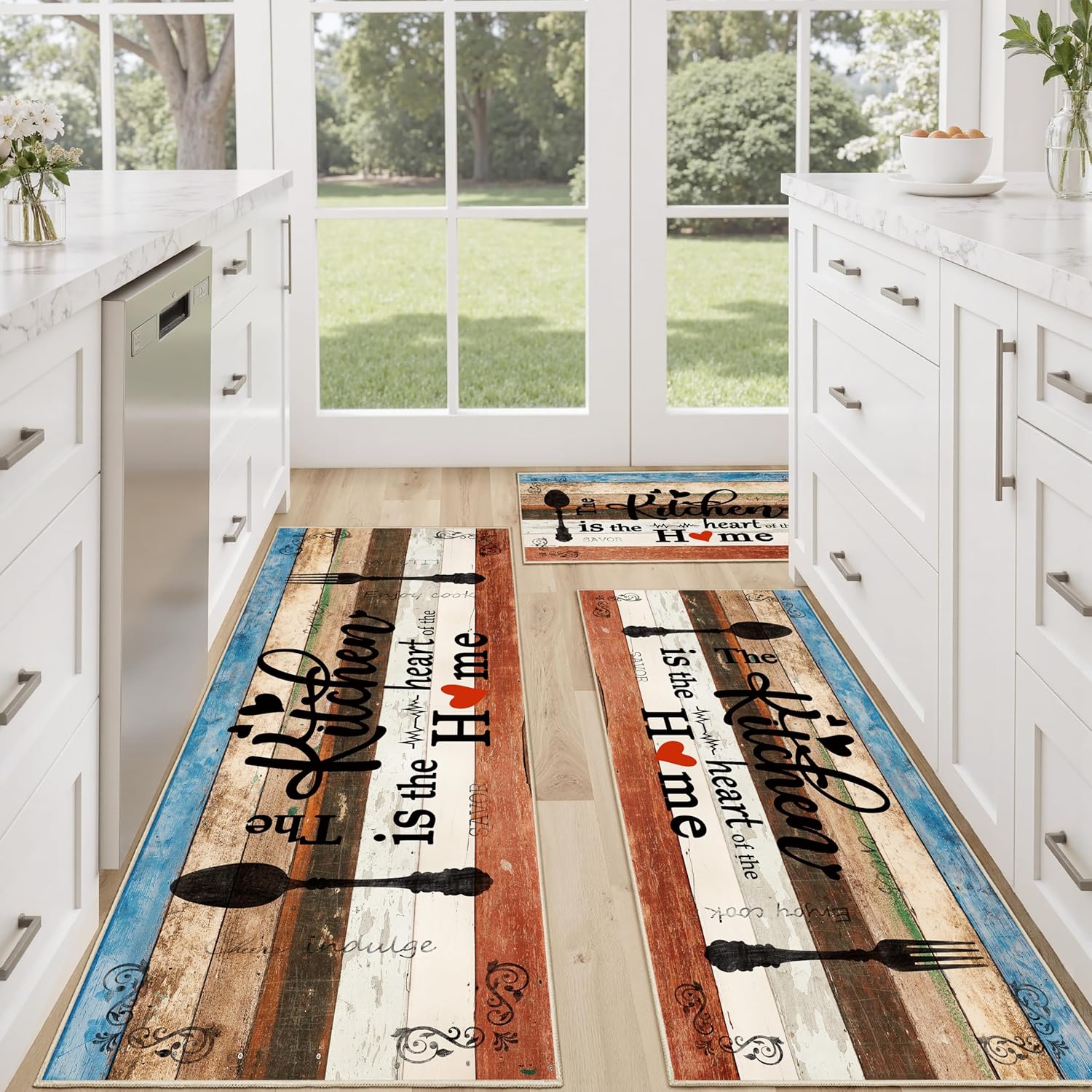 Tritard Non Slip Kitchen Mats Set of 3 for Rustic Homes