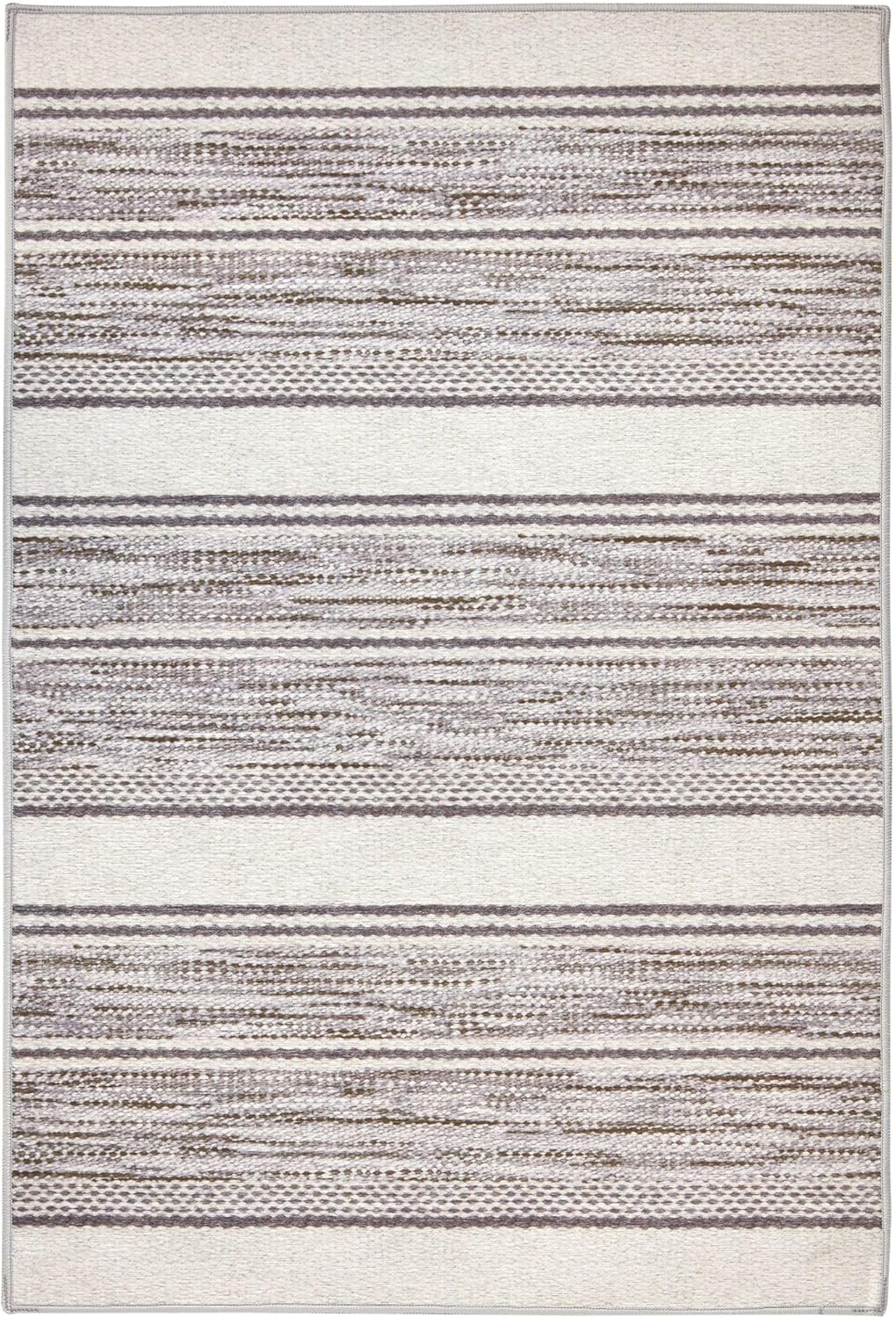 Ellington Stripe Grey Machine Washable Rug for Stylish Homes