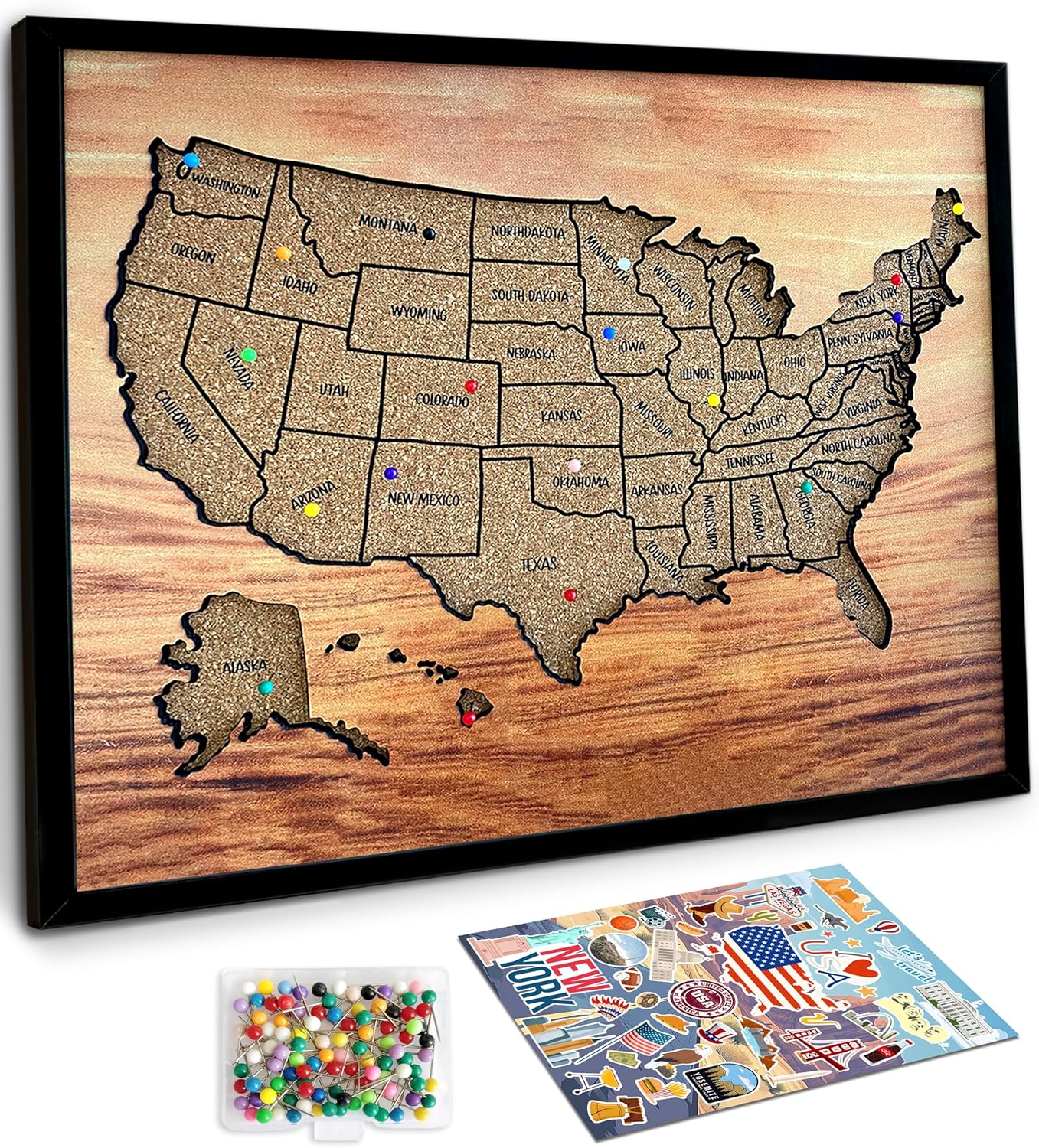 USA Map Pin Board - Perfect for Travel Memories and Gifts