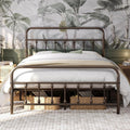 Metal Platform Bed Frame with Victorian Iron-Art Headboard - Queen