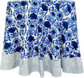 Positano Blue 60in Round Cotton Tablecloth - Handblock Floral