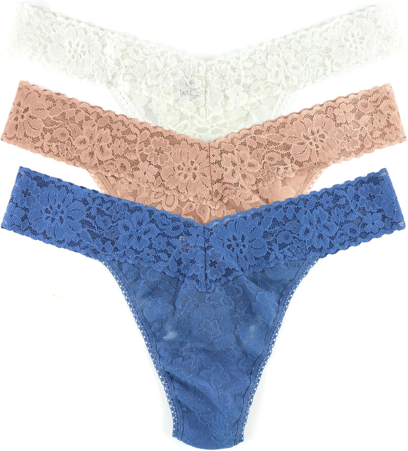 Daily Lace Original Rise Thongs for Women - Comfortable 3 Pack