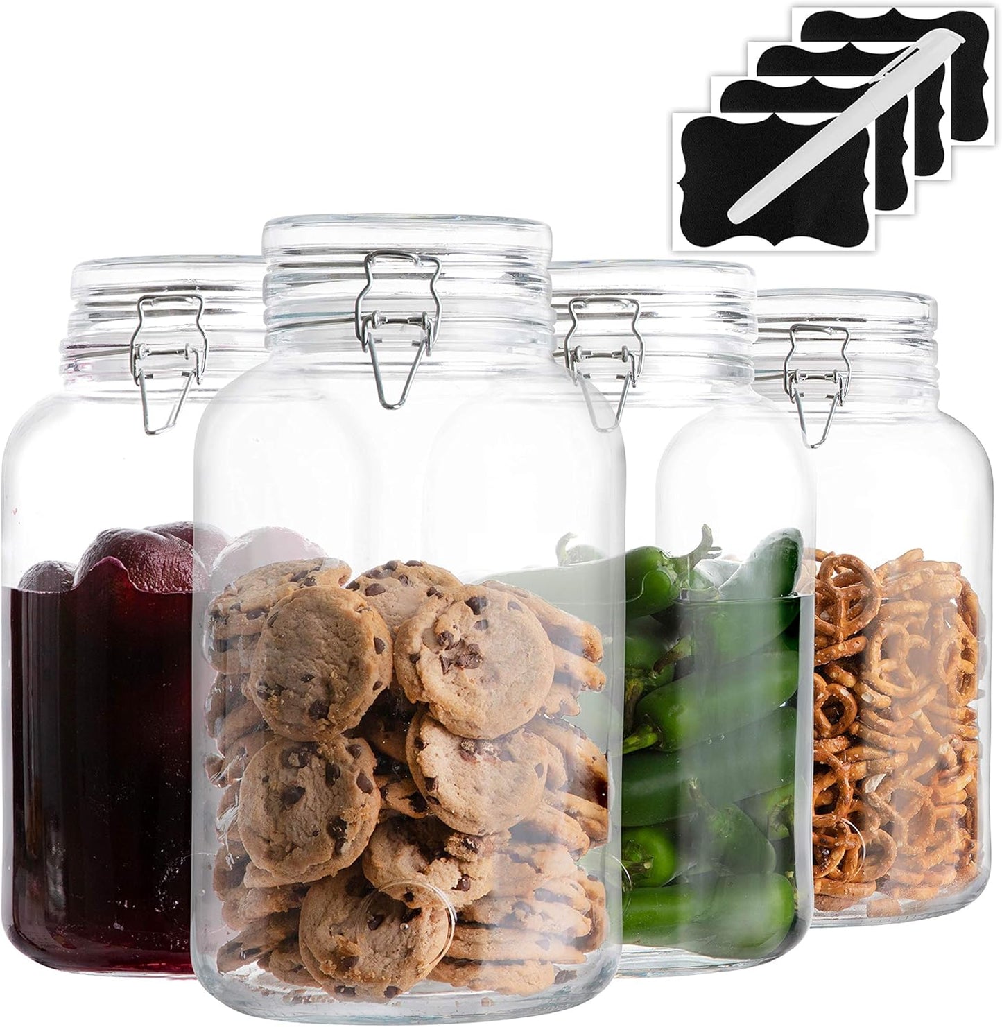 Airtight Glass Jars Set of 4 for Food Storage and Canning