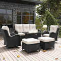 7-Piece Outdoor Swivel Rocker Patio Set with Fire Pit Table - Deep