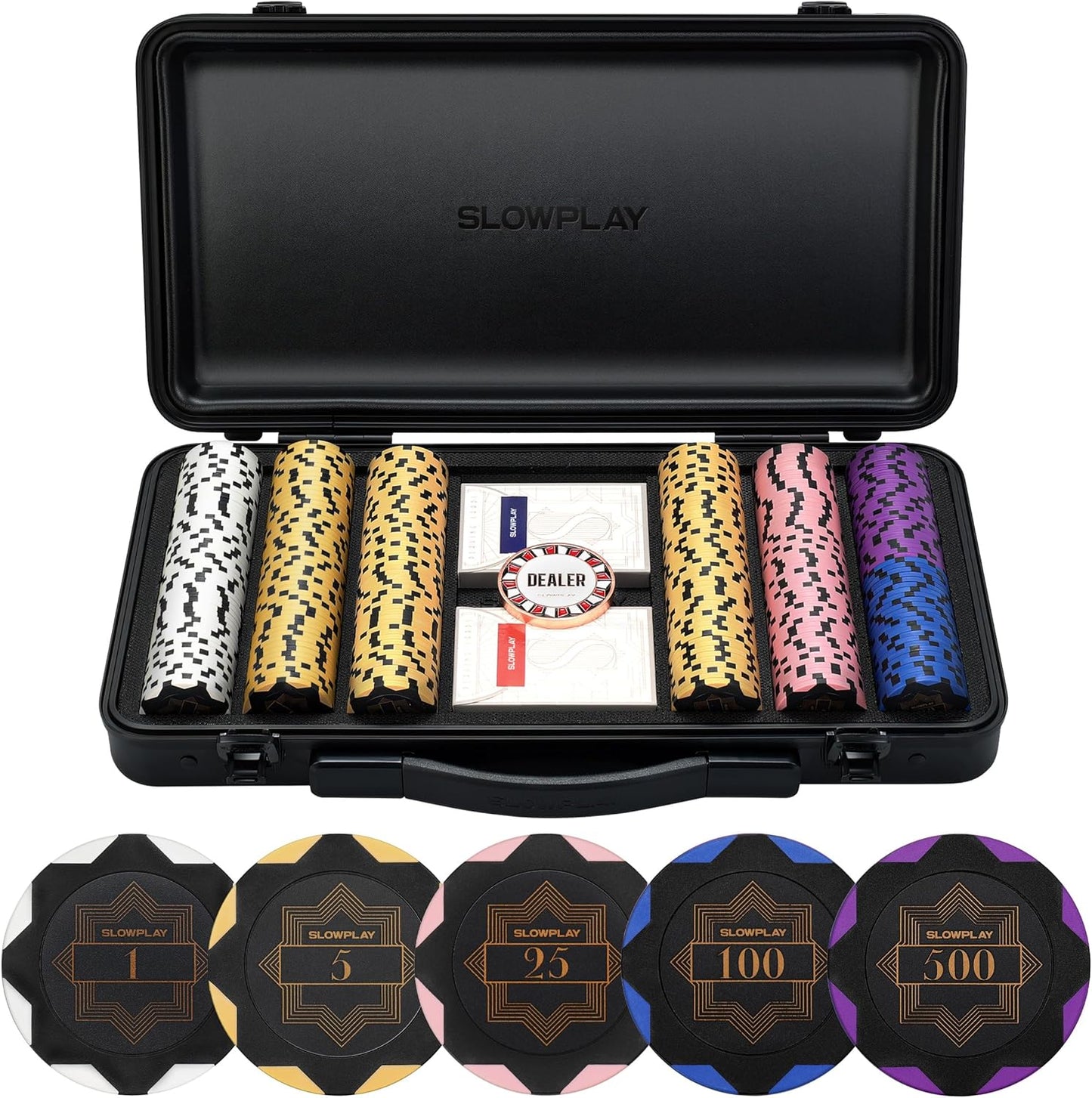 SLOWPLAY 14g Clay Poker Chip Set Black Gold Edition 300PCS