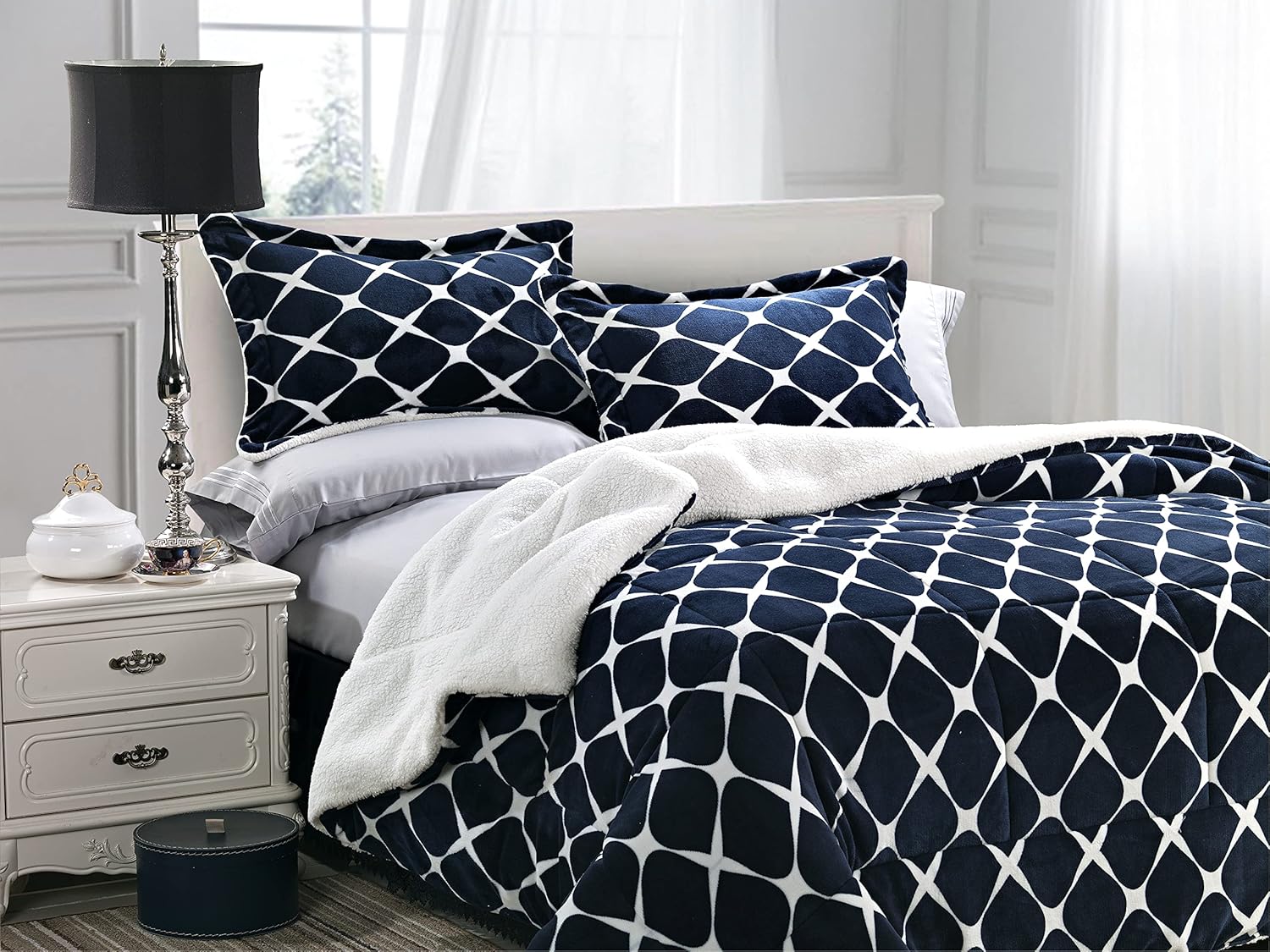 Elegant Comfort Twin XL Micromink Sherpa Comforter Set