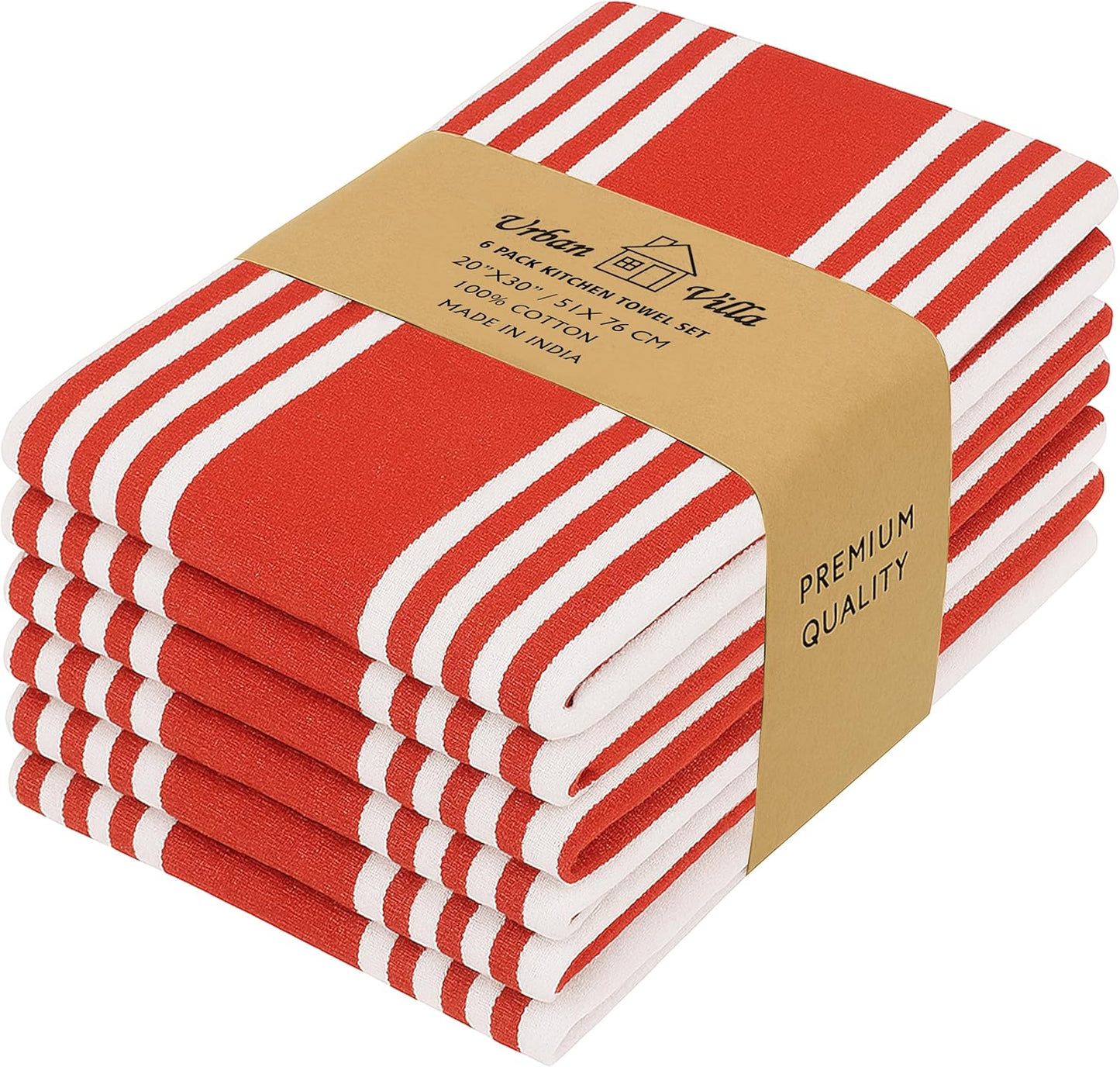 Urban Villa Kitchen Towels Pack of 6, Soft & Absorbent Dish Towels