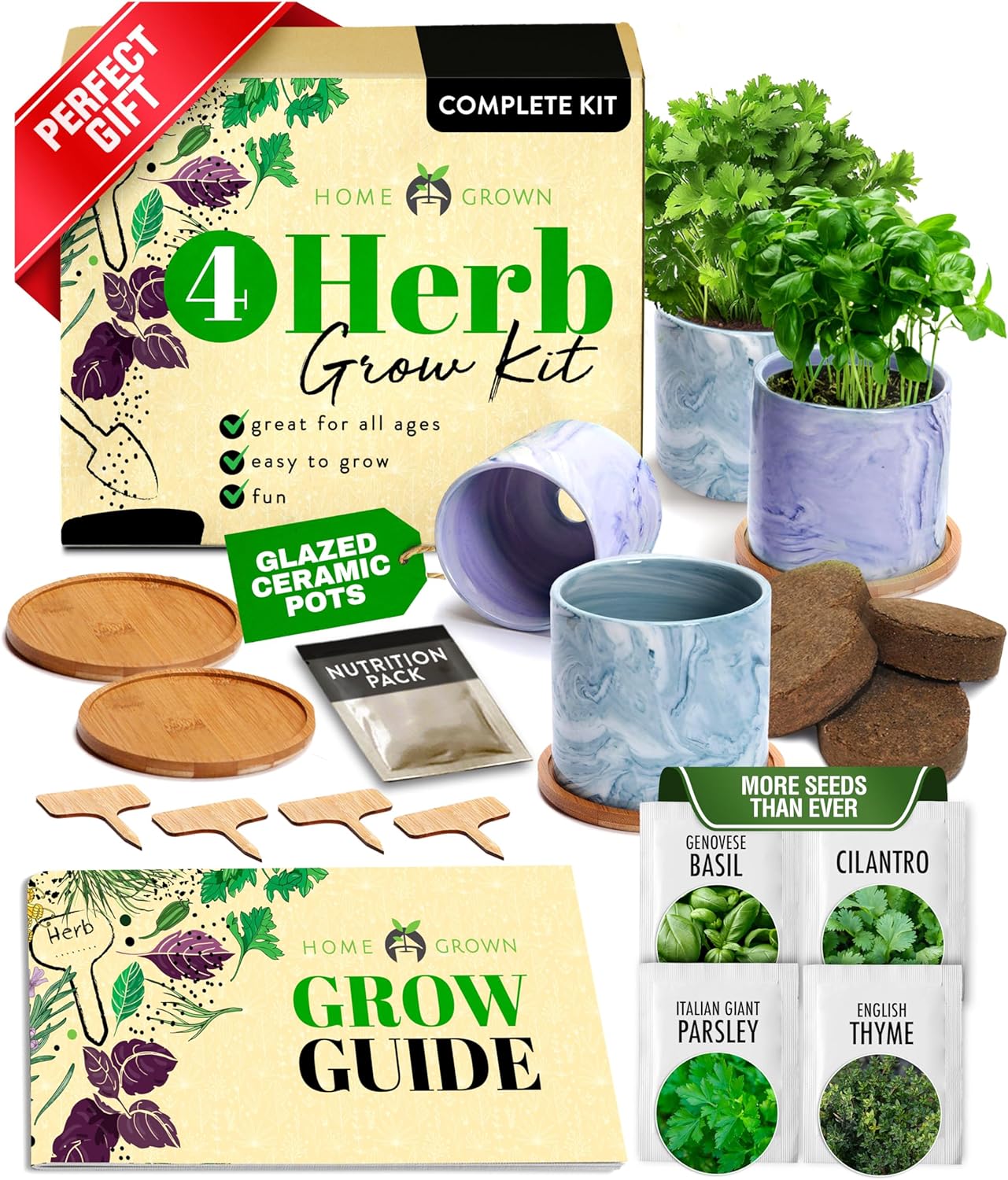 Indoor Herb Garden Kit - Easy-to-Grow Culinary Herb Set