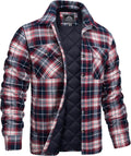 MAGCOMSEN Men's Quilted Plaid Flannel Shirt Jacket - Warm Winter Layer