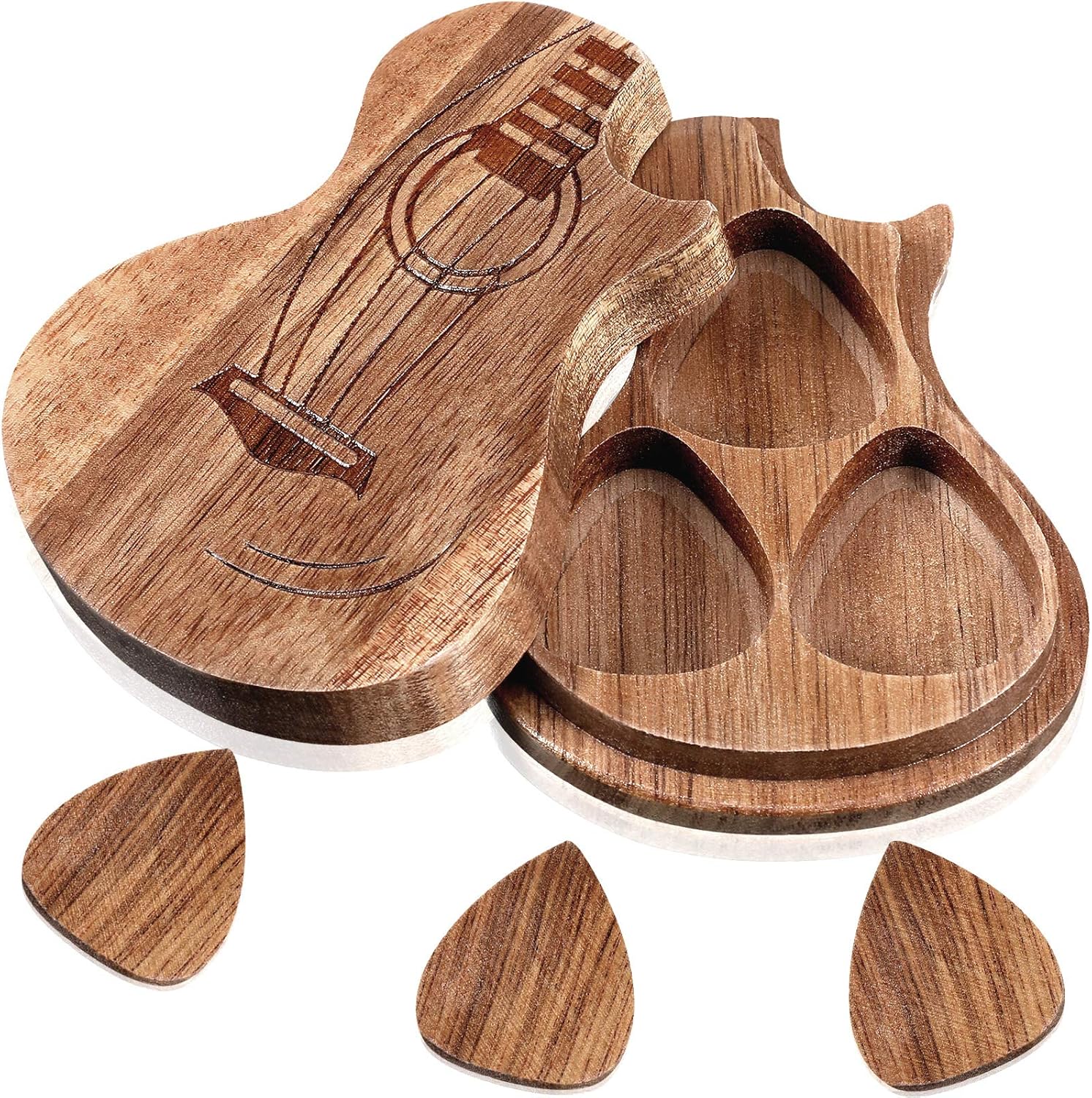 Handcrafted Wooden Guitar Pick Set