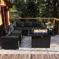 7 Pieces Patio Furniture Set with 44in Propane Fire Pit Table