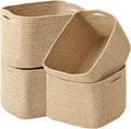 Storage Baskets for Organizing & Shelves - 4 Pack Cotton Rope Bins