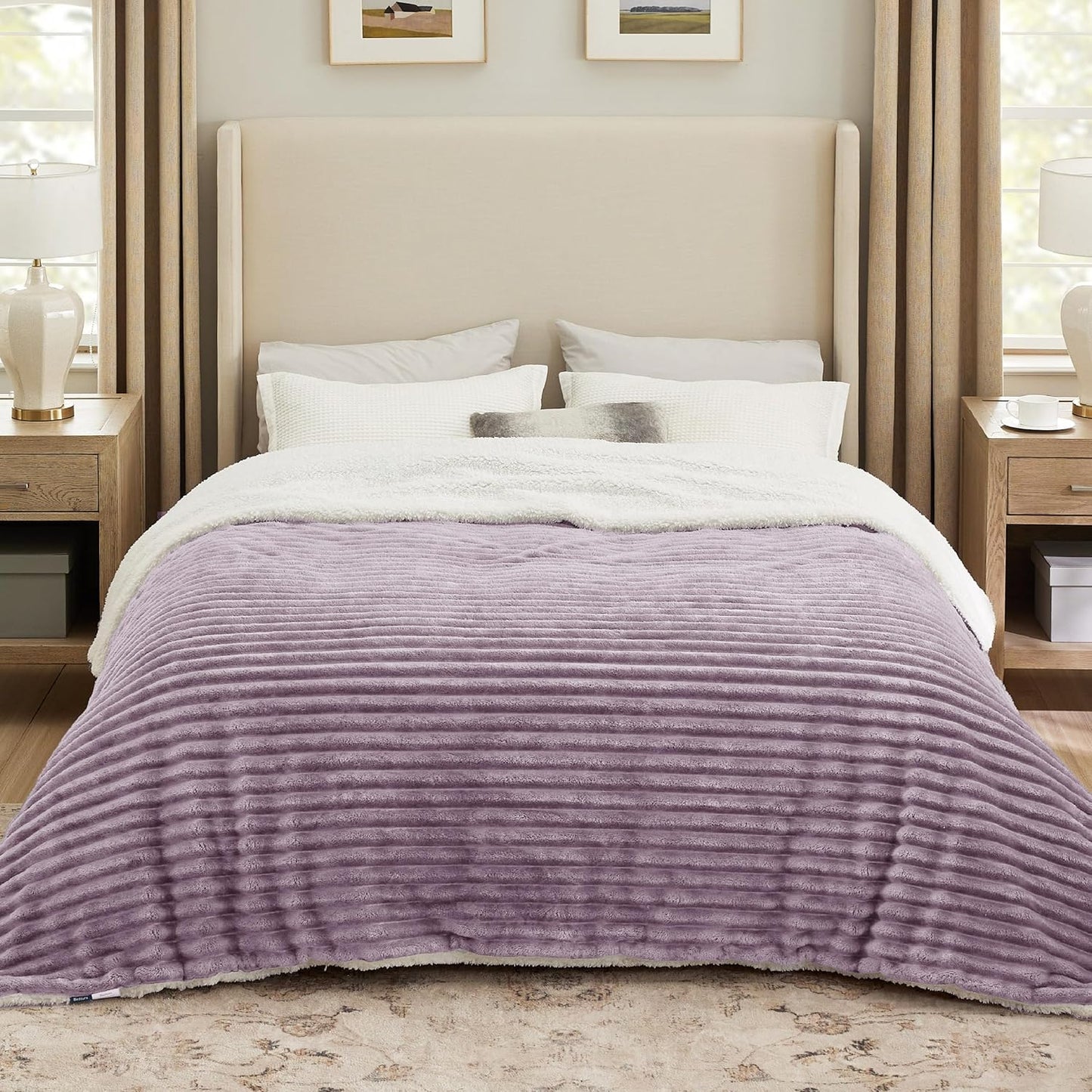 Bedsure Sherpa Blanket King Size - Super Soft Cozy Fleece