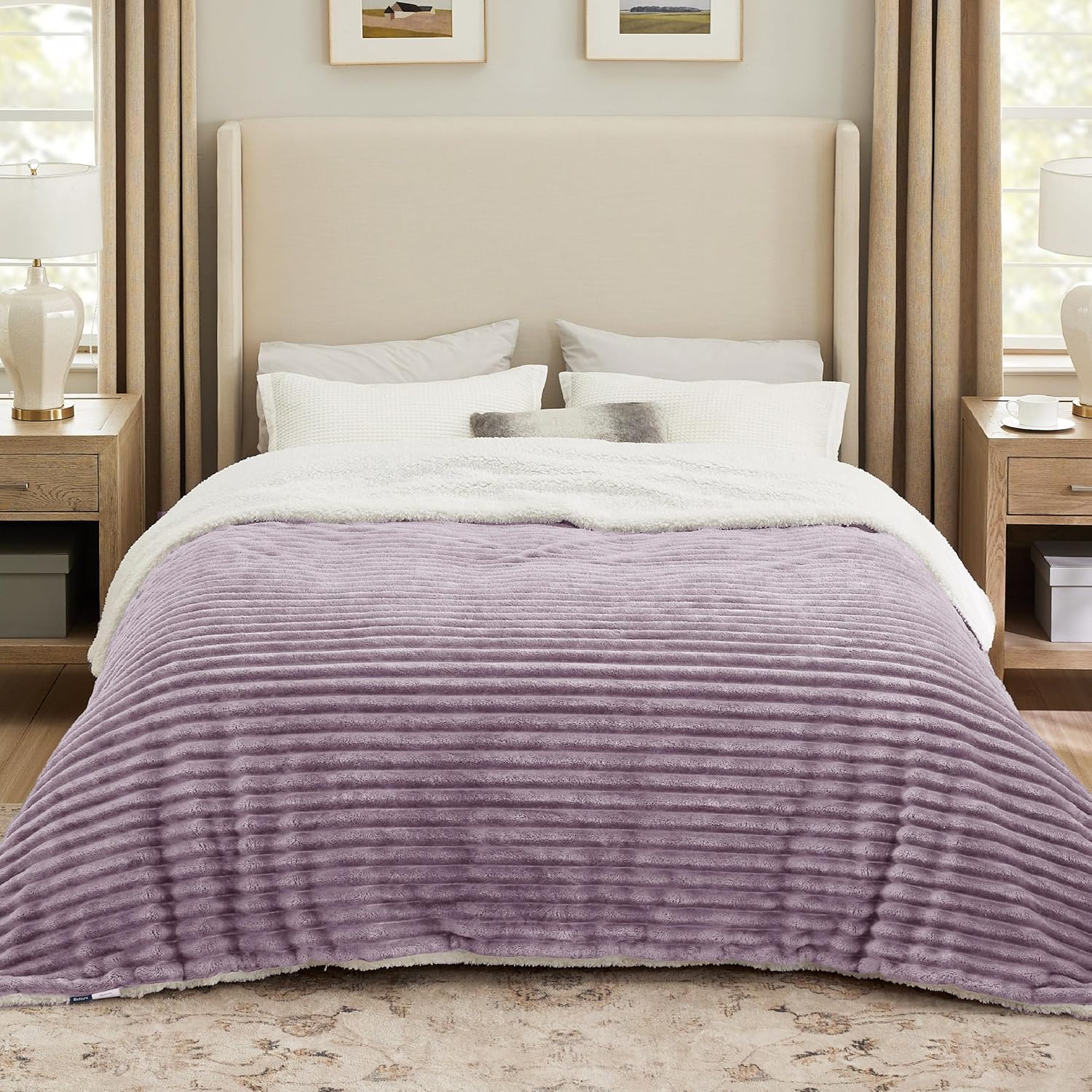Bedsure Sherpa Blanket King Size - Super Soft Cozy Fleece