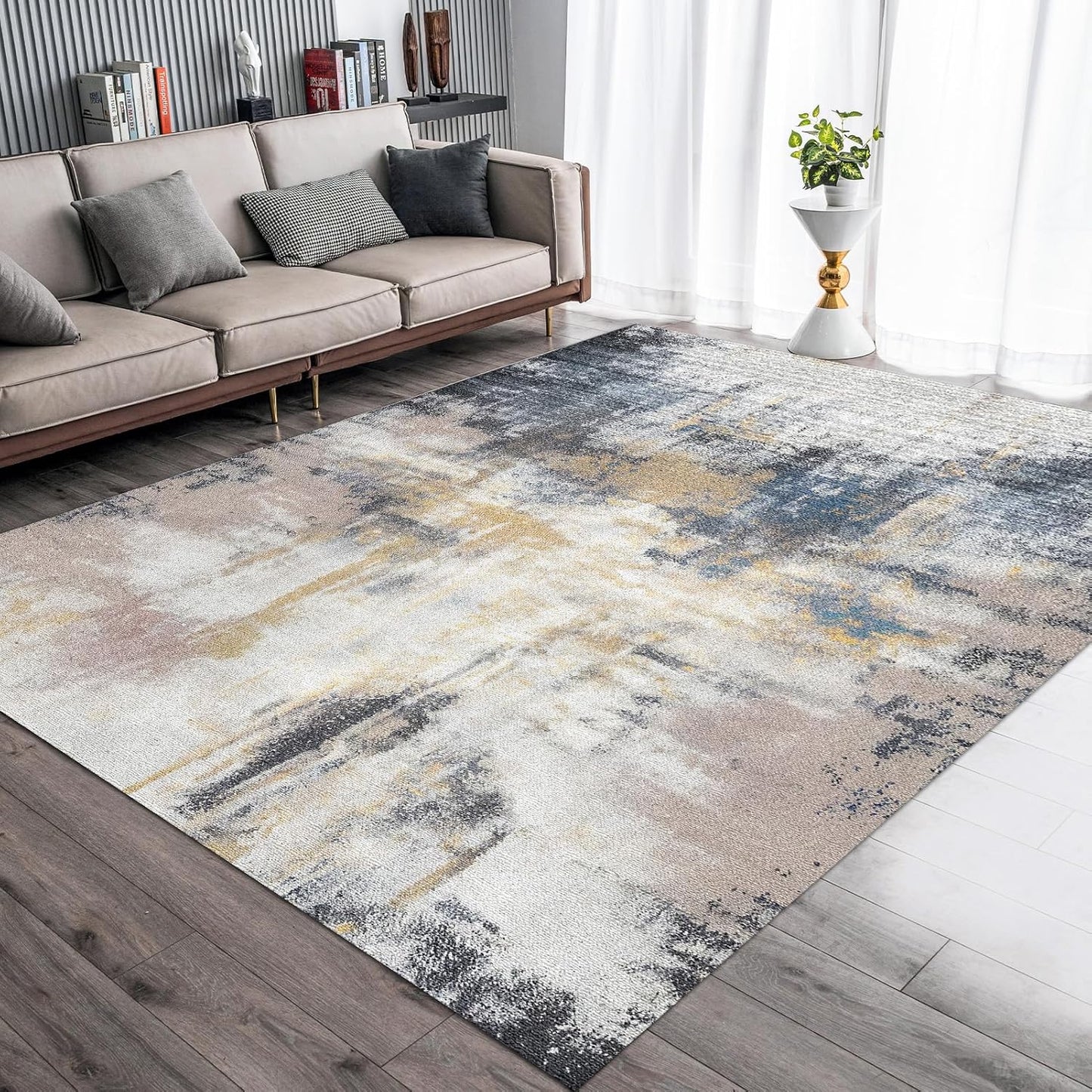 OMERAI Washable Rug 6ftx9ft Abstract Design for Modern Homes