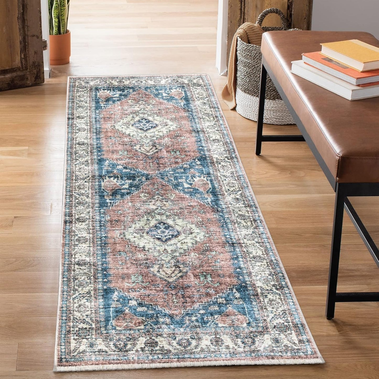 Caria Washable Non-Slip 7 ft Runner for Entryway and Hallway