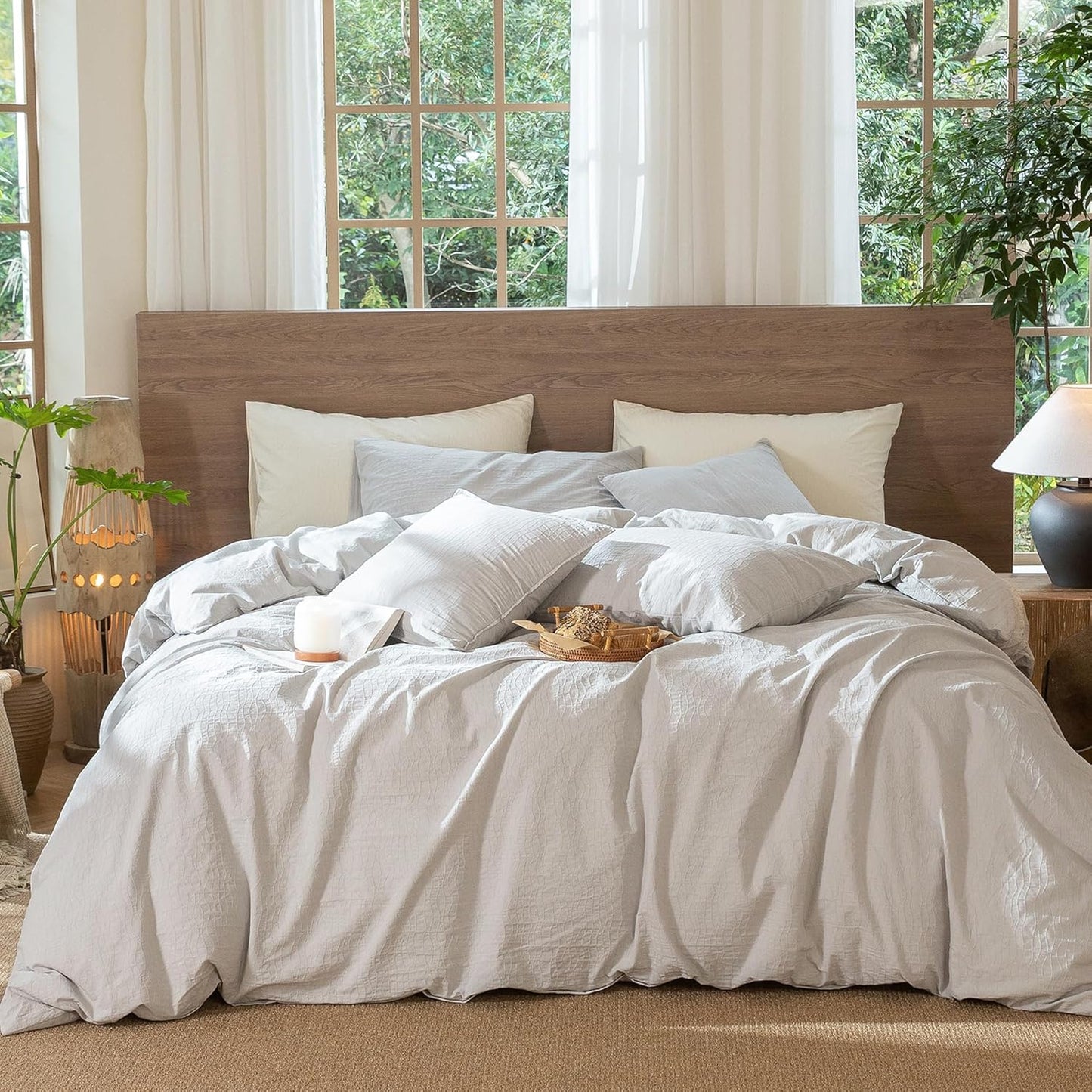 MooMee Wavy Striped Duvet Cover Set for King Size Bedding