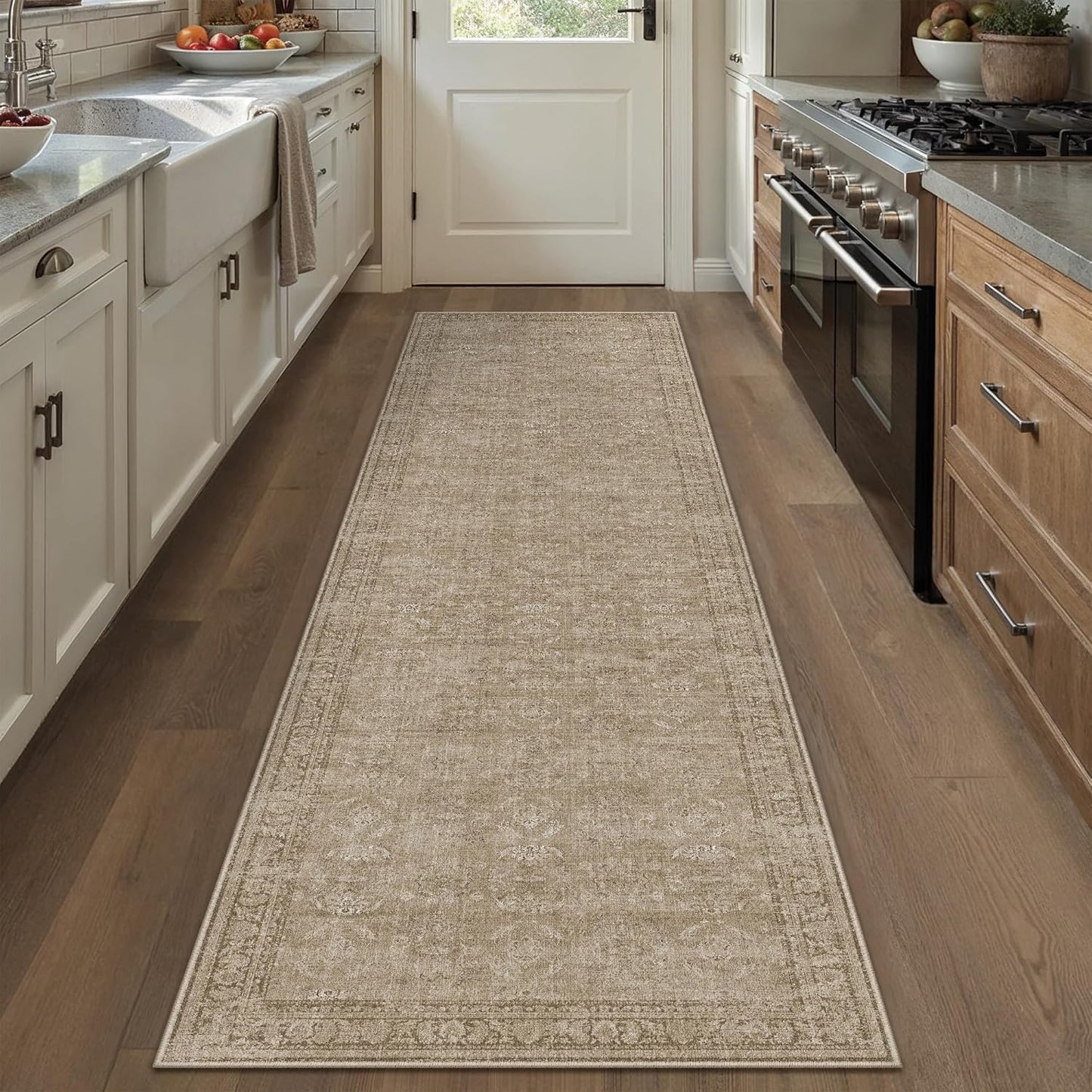 Light Brown Area Rug Runners for Hallways - Vintage Style