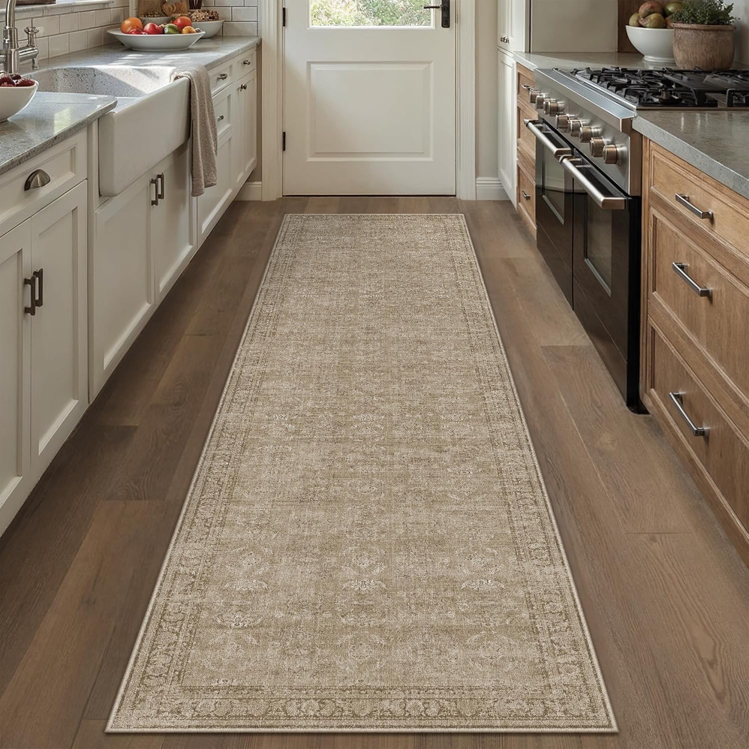 Light Brown Area Rug Runners for Hallways - Vintage Style
