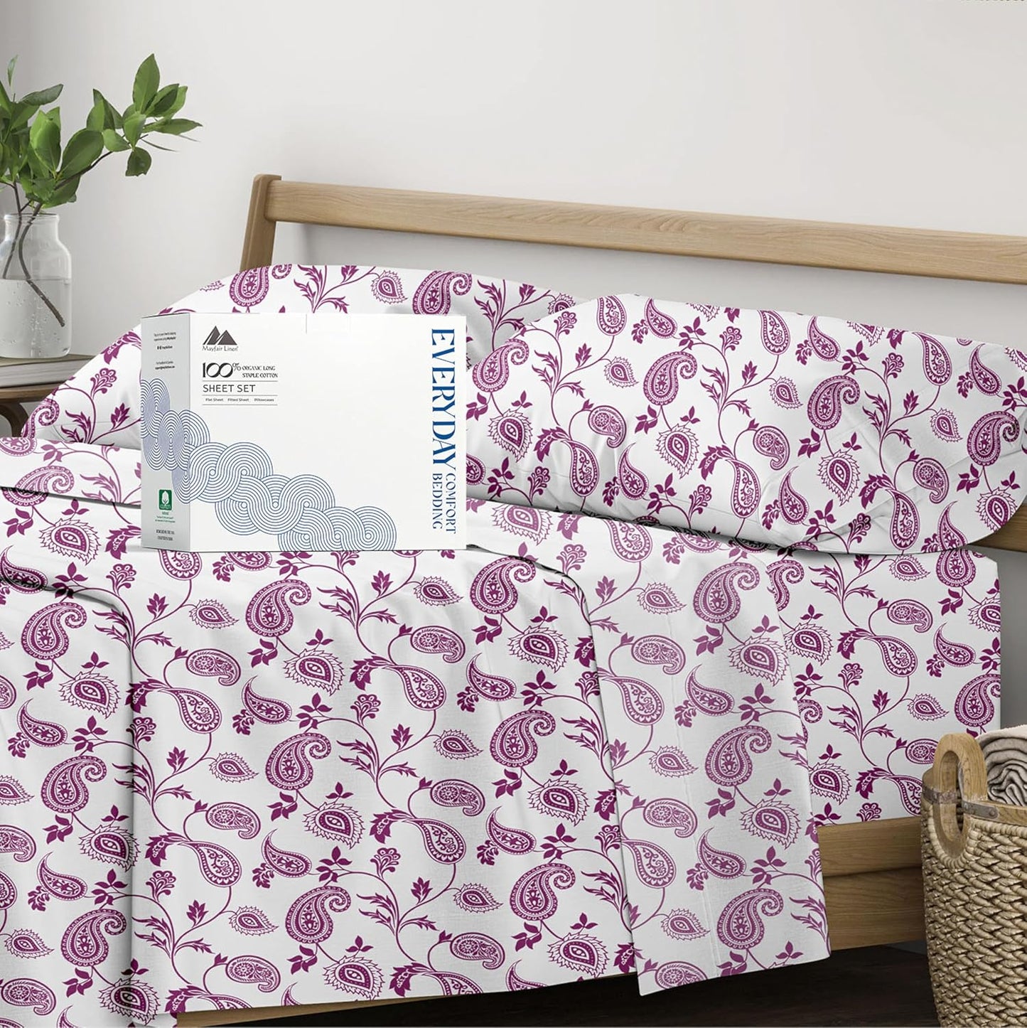 100% Organic Cotton Printed Sheets Full Size - 4 PC Set