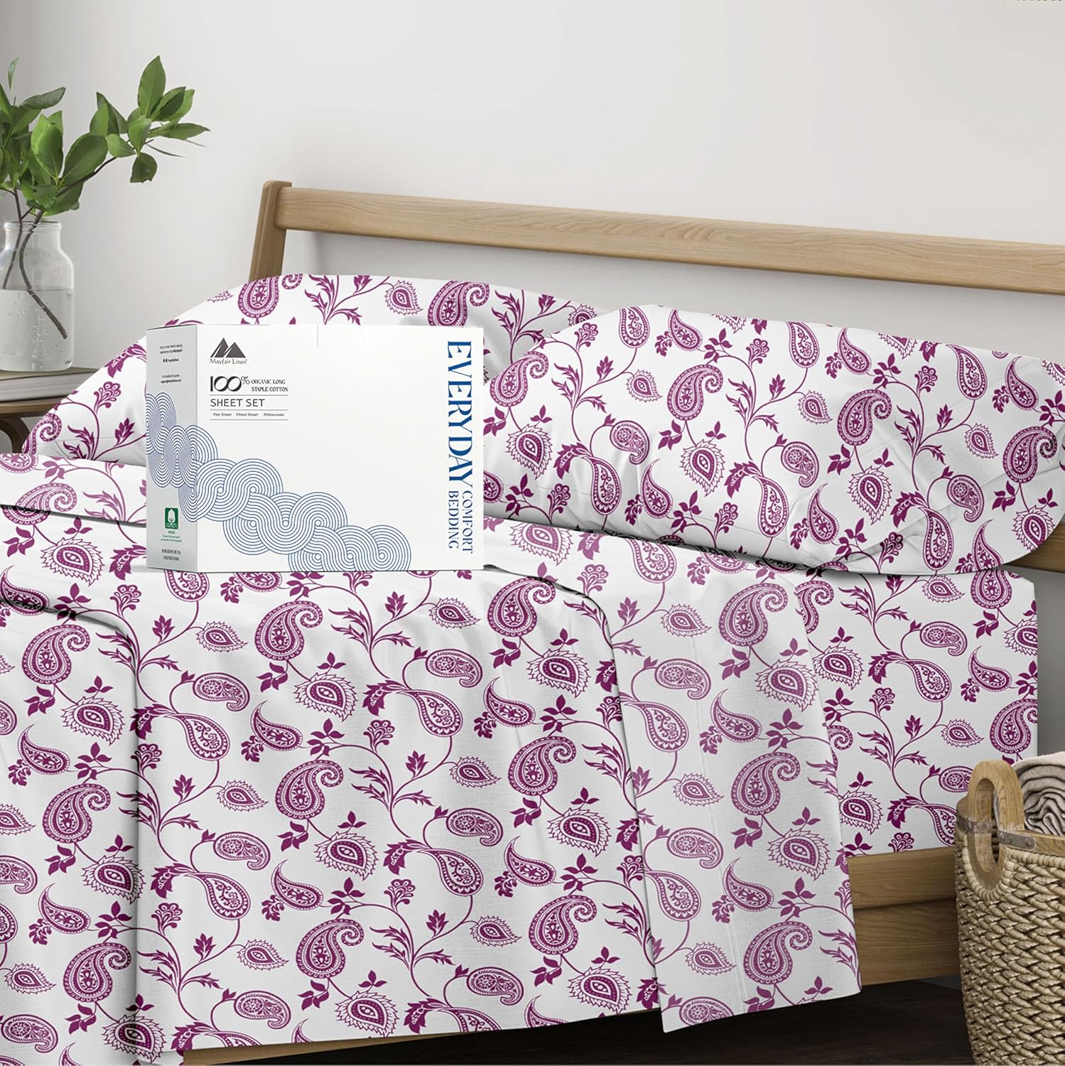 100% Organic Cotton Printed Sheets Full Size - 4 PC Set