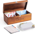 Acacia Wood Large Recipe Box with 100 Cards and Dividers