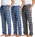 Men's Pajama Pants 3 Pack - Soft Cotton Flannel Lounge Bottoms Real