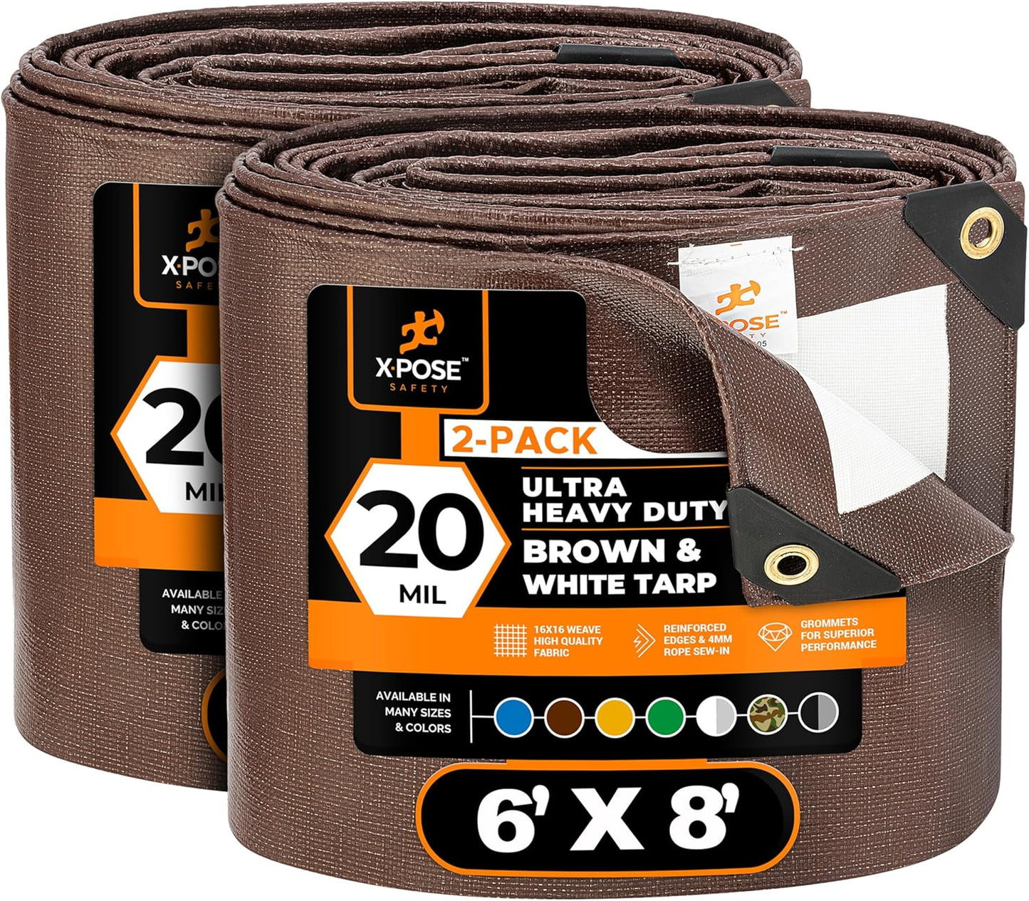 Xpose Safety 6ft x 8ft Ultra Heavy Duty Tarp - 20 Mil Waterproof