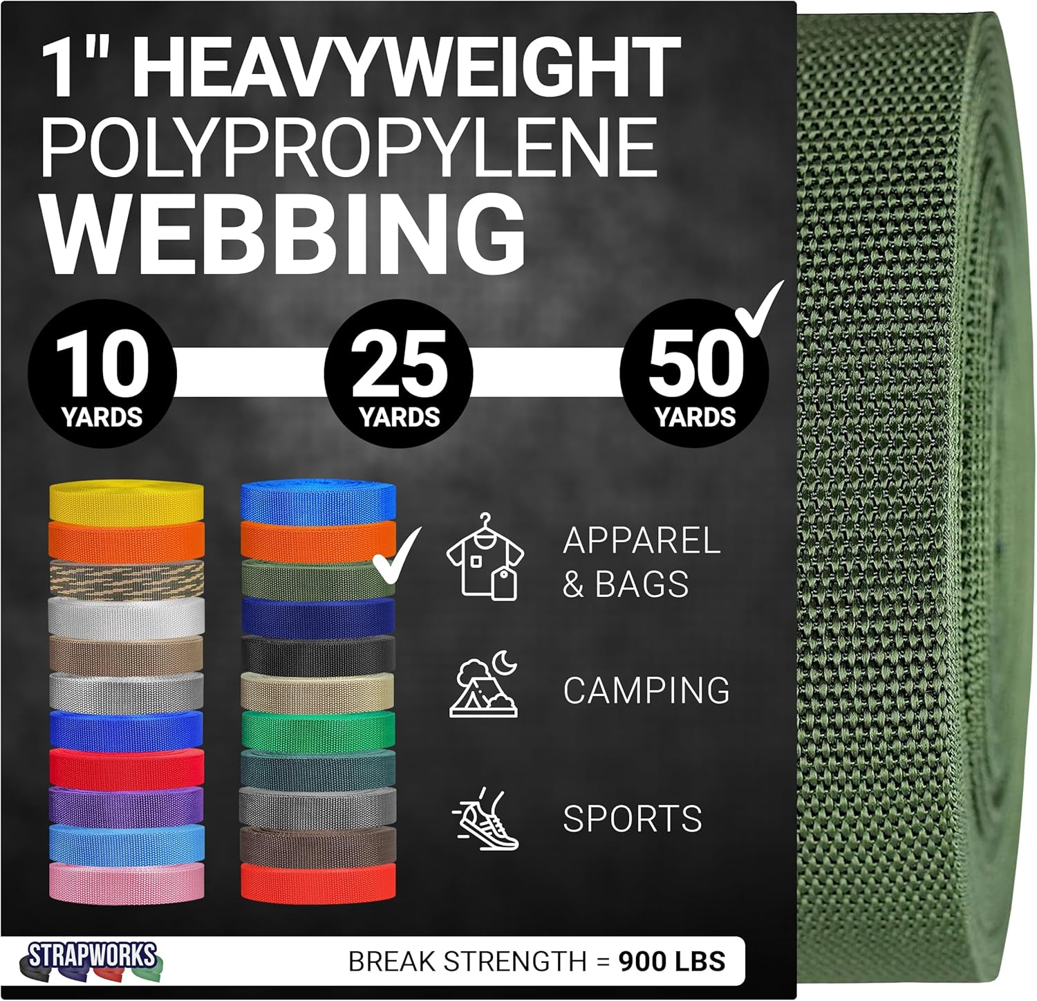 Heavyweight Polypropylene Webbing for Outdoor DIY Gear Repair