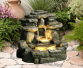 15.6in Small Rock Water Fountain Outdoor & Indoor - 3-Tier Garden
