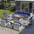 13-Piece Outdoor Patio Furniture Set with Fire Pit and Swivel Chairs