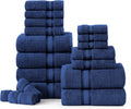 LANE LINEN 100% Cotton Luxury Bathroom Towel Set - 18 Pc Navy