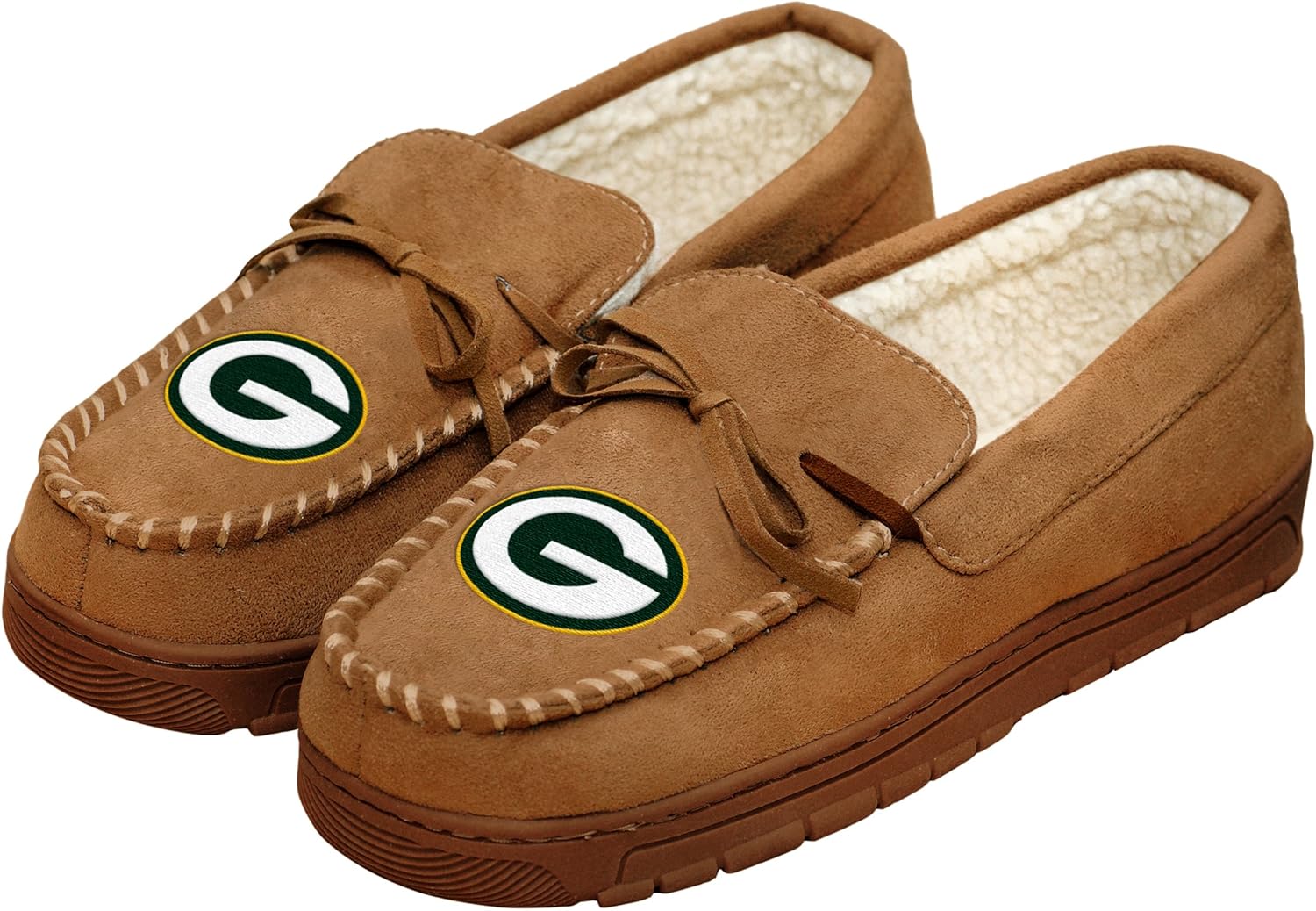 FOCO Men's NFL Football Team Logo Moccasin Slippers for Fans