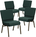 Stacking Church Chair 21in Wide in Hunter Green Dot - Comfortable