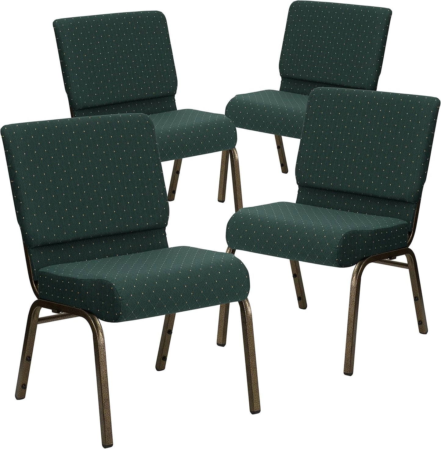 HERCULES Series Stacking Church Chair in Hunter Green Dot Fabric