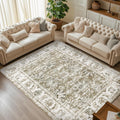 jinchan 10x12 Area Rug Taupe - Machine Washable Vintage Floral