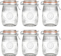 Wide Mouth Vintage Mason Jars with Airtight Lid 32oz - 6 Pack