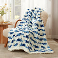 50x60 Space-Dyed Blue Chunky Knit Chenille Throw Blanket - Cozy