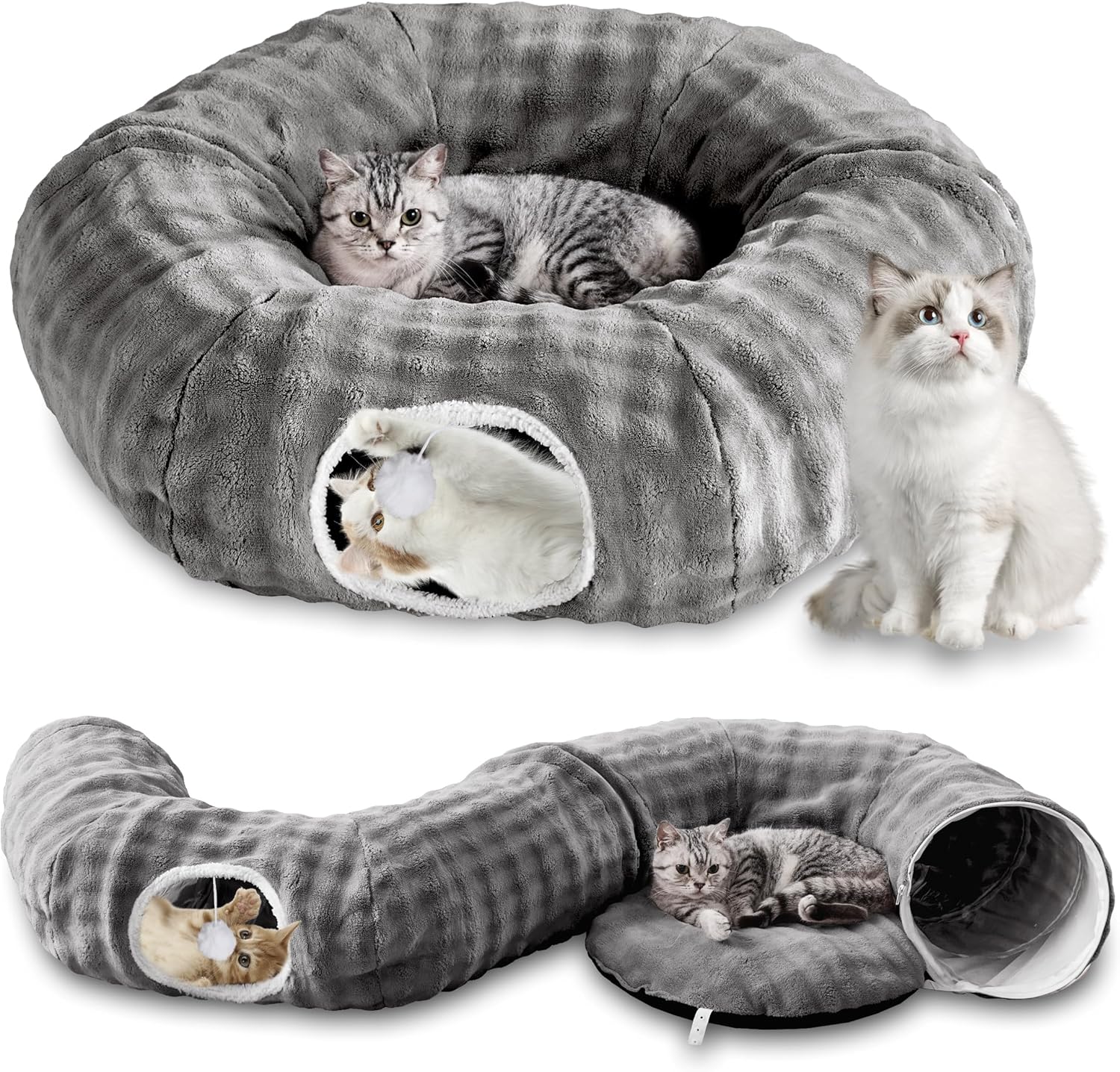 Bubble Cat Tunnel for Indoor Cats with Cozy Donut Design