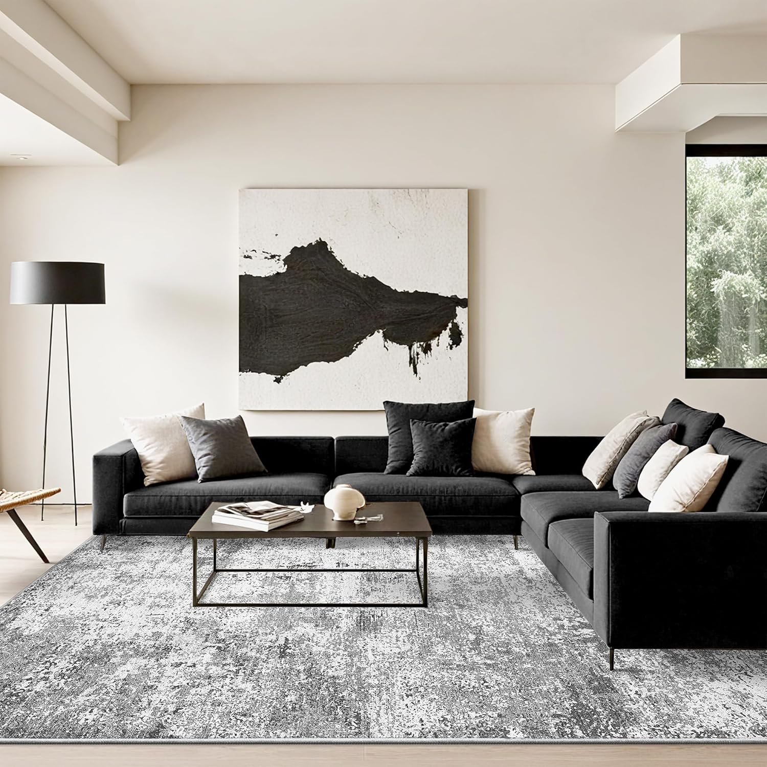 Washable Area Rug with Anti-Slip Backing for Living Room