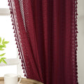 Burgundy Sheer Curtains 63 in 2 Panel Crochet Lace - Boho Light
