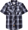 Dubinik Western Short Sleeve Pearl Snap Plaid Shirt - Casual Cowboy